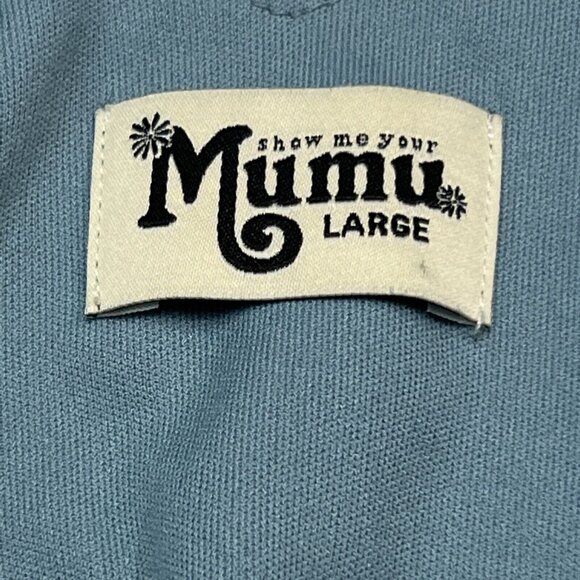 Show Me Your‎ Mumu Dress Womens L Blue Kendall Maxi Elastic Waist Low Back - Picture 7 of 7